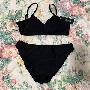 ZERACA - Classic Luxury Style - Black Triangle Bikini Swimsuit - Size S